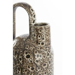 VASE - SERRES - CÉRAMIQUE CRÈME NOIR -  16,5X15,5X37CM - LIGHT & LIVING