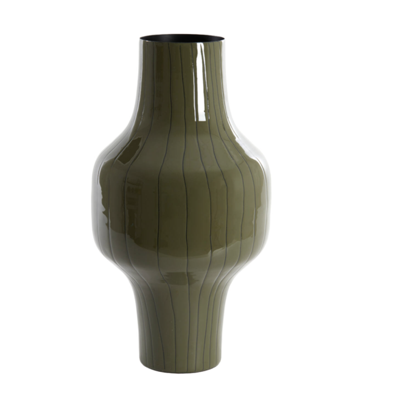 VASE - SINDO - BRILLANT VERT NOIR - D27X49CM - LIGHT & LIVING