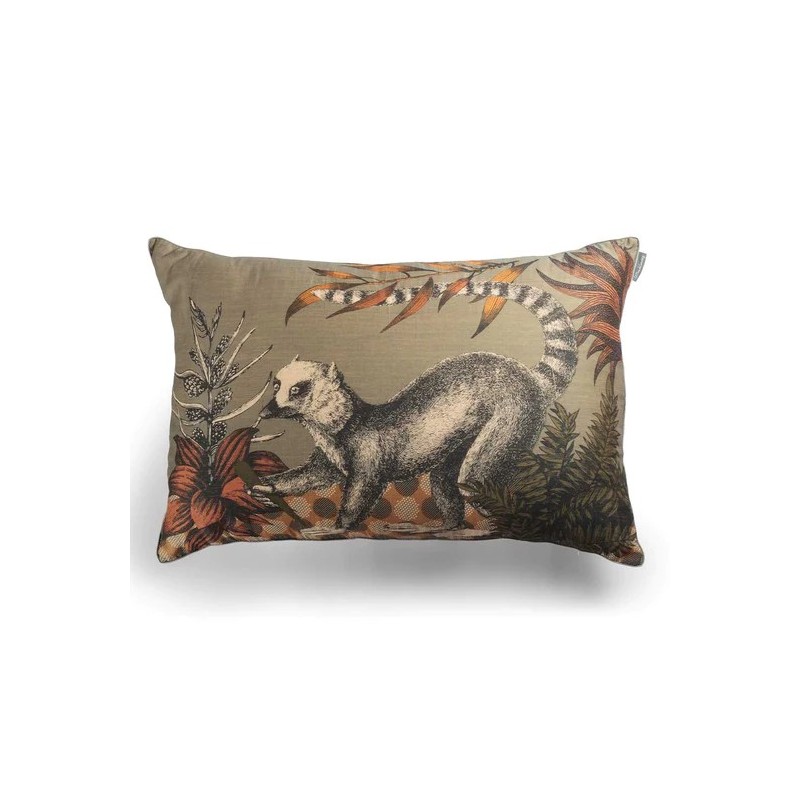 COUSSIN BESTIAIRE SOIE - MAKI - 60x90 cm - LE MONDE SAUVAGE