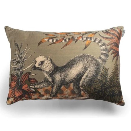 COUSSIN BESTIAIRE SOIE - MAKI - 60x90 cm - LE MONDE SAUVAGE