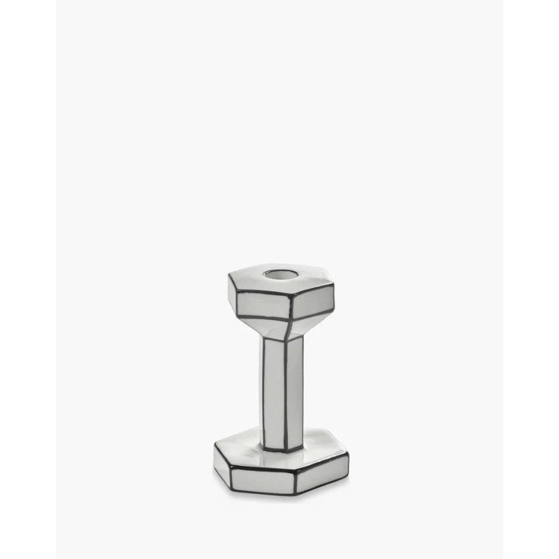 BOUGEOIR M - CARTE BLANCHE - BLANC/NOIR - L10 W9,5 H15,5CM - SERAX