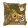 Coussin Kanika Khaki Désert - velours brodé à la main - 50x50 cm - TXP3630200