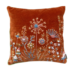 Coussin Kanika Rust Forest - velours brodé à la main - 50x50cm - TXP3630300