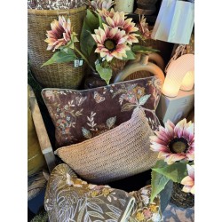 Coussin Kanika Wine Grape - velours brodé à la main -30x50cm - TXP3640200