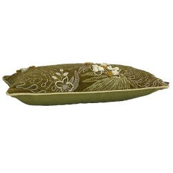 Coussin Kanika - Vert Foncé - velours brodé à la main -30x50 cm - TXP3640500