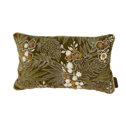 Coussin Kanika - Vert Foncé - velours brodé à la main -30x50 cm - TXP3640500