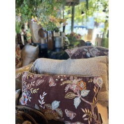 Coussin Kanika Wine Grape - velours brodé à la main -30x50cm - TXP3640200