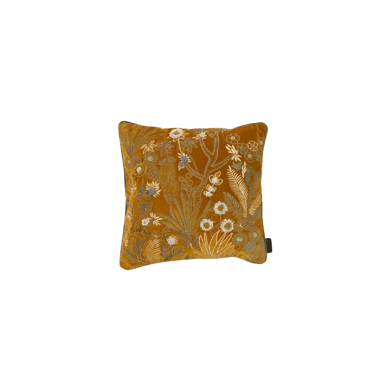 Coussin kanika Golden Sunlight - velours brodé à la main - 50x50 cm - TXP3670400