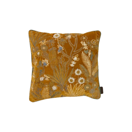 Coussin kanika Golden Sunlight - velours brodé à la main - 50x50 cm - TXP3670400