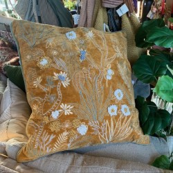 Coussin kanika Golden Sunlight - velours brodé à la main - 50x50 cm - TXP3670400
