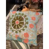 Y3098 - Coussin Suzani 50x50 cm - Turquoise-Corail - QUOTE COPENHAGEN
