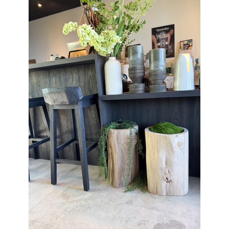 Cache pot en bois teck MAZ - LARGE - D.30 x H.50 cm - DAREELS