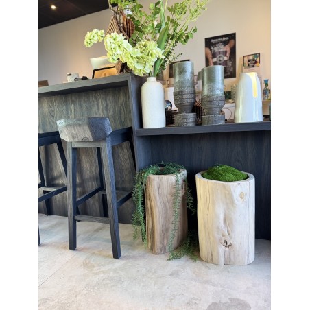 Cache pot en bois teck MAZ - LARGE - D.30 x H.50 cm - DAREELS