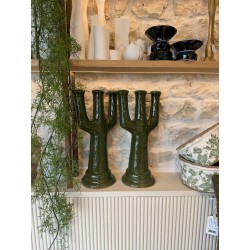 Bougeoir chandelier  3 branches - Céramique  - Kaki