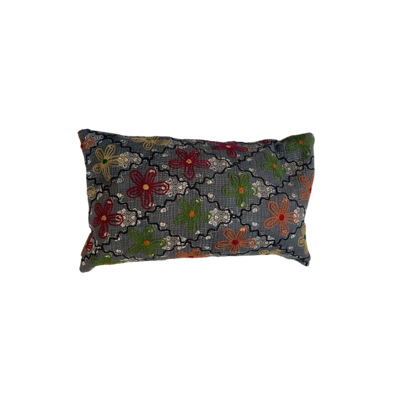 Y2848 - Coussin Suzani 30x50 cm - Gris-vert-rouge-orange - QUOTE COPENHAGEN