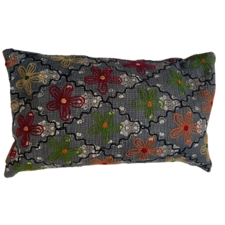 Y2848 - Coussin Suzani 30x50 cm - Gris-vert-rouge-orange - QUOTE COPENHAGEN