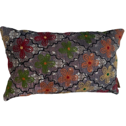 Y2848 - Coussin Suzani 30x50 cm - Gris-vert-rouge-orange - QUOTE COPENHAGEN