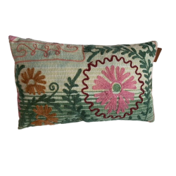 Y2822 - Coussin Suzani 30x50 cm- Vert-Rose-Marron - QUOTE COPENHAGEN