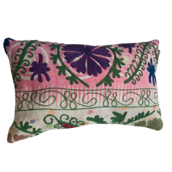 Y2814 - Coussin Suzani 30x50 cm - Rose-Violet-Vert - QUOTE COPENHAGEN