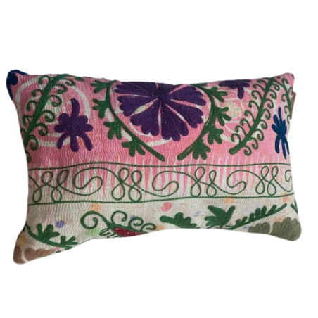 Y2814 - Coussin Suzani 30x50 cm - Rose-Violet-Vert - QUOTE COPENHAGEN