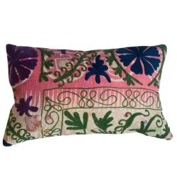Y2814 - Coussin Suzani 30x50 cm - Rose-Violet-Vert - QUOTE COPENHAGEN