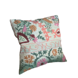 Y3049 - Coussin Suzani 50x50 cm- Vert d'eau-Rose - QUOTE COPENHAGEN