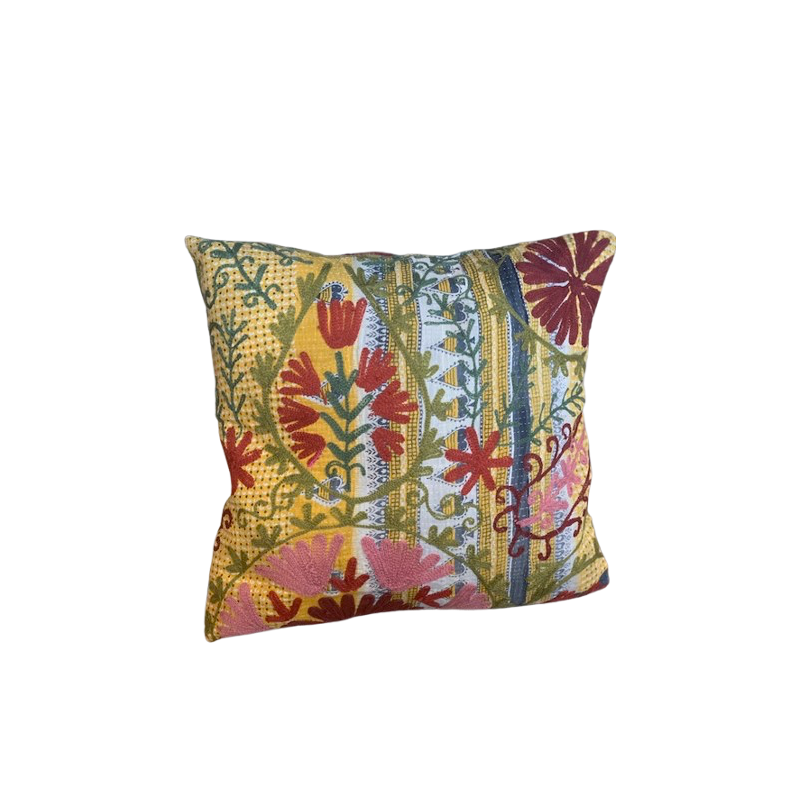 Y3009 - Coussin Suzani 50x50 cm - Jaune-Rose - QUOTE COPENHAGEN