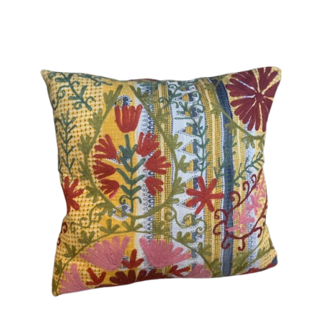 Y3009 - Coussin Suzani 50x50 cm - Jaune-Rose - QUOTE COPENHAGEN