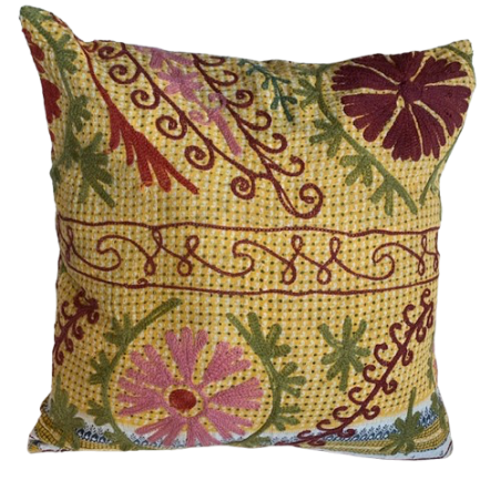 Y3072 - Coussin Suzani 50x50 cm- Jaune-Rose-Bordeaux  - QUOTE COPENHAGEN