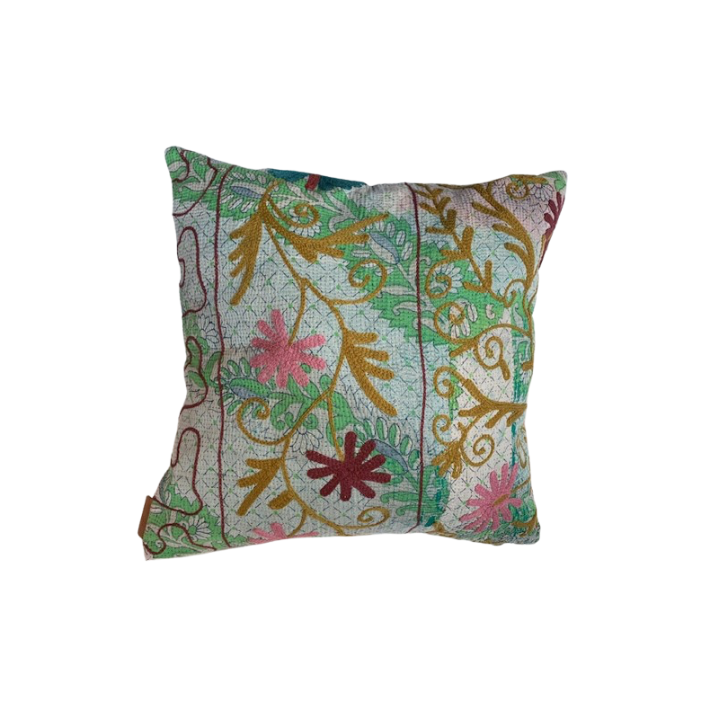 Y3042 - Coussin Suzani 50x50 cm - Vert-Turquoise-Rose  - QUOTE COPENHAGEN