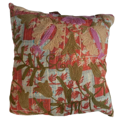 Y3028 - Coussin Suzani 50x50 cm- Orange-Rose-Turquoise - QUOTE COPENHAGEN