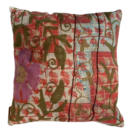 Y3028 - Coussin Suzani 50x50 cm- Orange-Rose-Turquoise - QUOTE COPENHAGEN