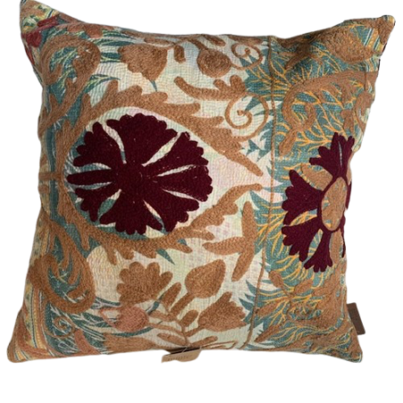 Y3001 - Coussin Suzani 50x50 cm - Beige-Marron-Bordeaux-Vert  - QUOTE COPENHAG