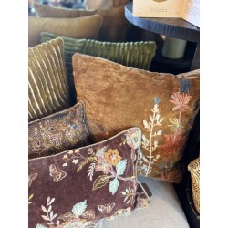 Coussin Kanika Olive Grove - velours brodé à la main  - 50x50 cm - TXP3630500