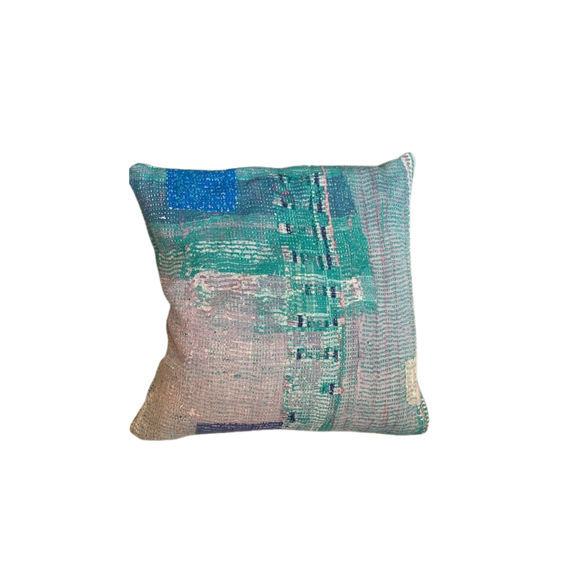 Y2362 - Coussin Fine Q - 50x50 cm - Bleu-Turquoise-Vert - QUOTE COPENHAGEN