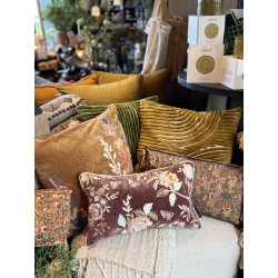 Coussin Kanika Olive Grove - velours brodé à la main  - 50x50 cm - TXP3630500