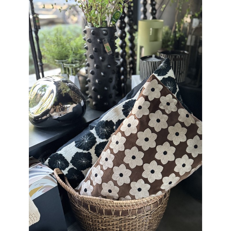 Coussin Daisy velours Brun - 40x60 cm