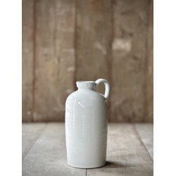 VASE BOUTEILLE LUC AVEC POIGNEE - CRAQUELE BLANC CASSE EMAILLE - NOORI