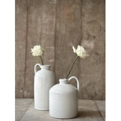 VASE RODE AVEC POIGNEE - EMAILLE CRAQUELE BLANC CASSE - NOORI