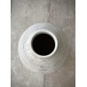 GRAND VASE OBLE - BLANC AVEC RAYURES HORIZONTALES NOIRES EMAILLE - NOORI