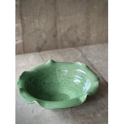 GRANDE ASSIETTE RONDE NIME - EMAILLEE VERTE - NOORI