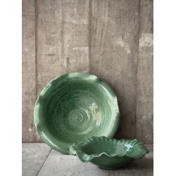 GRANDE ASSIETTE RONDE NIME - EMAILLEE VERTE - NOORI