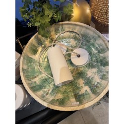 GRANDE ASSIETTE RONDE SAC - VERT ET BEIGE EMAILLE - NOORI