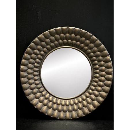 MATAHARI MIROIR MURAL ROND - LAITON ANTIQUE DORE - NOORI