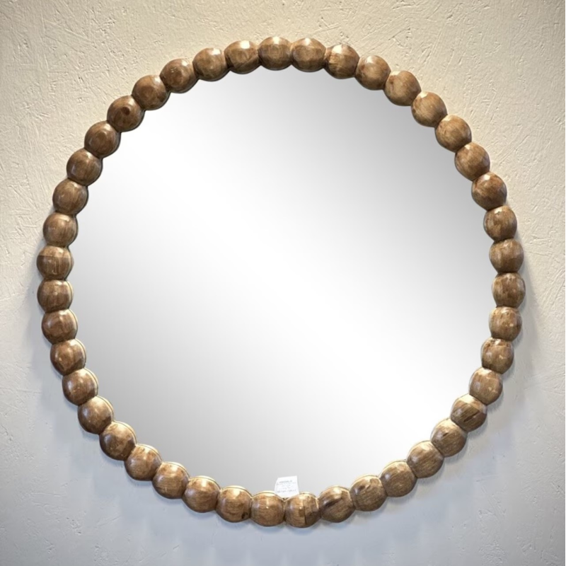 HIM006AB - KISH MIROIR ROND - D.75 cm - BOIS CLAIR - NOORI