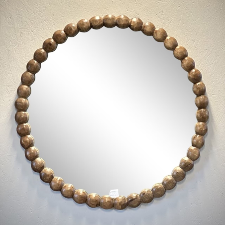 HIM006AB - KISH MIROIR ROND - D.75 cm - BOIS CLAIR - NOORI