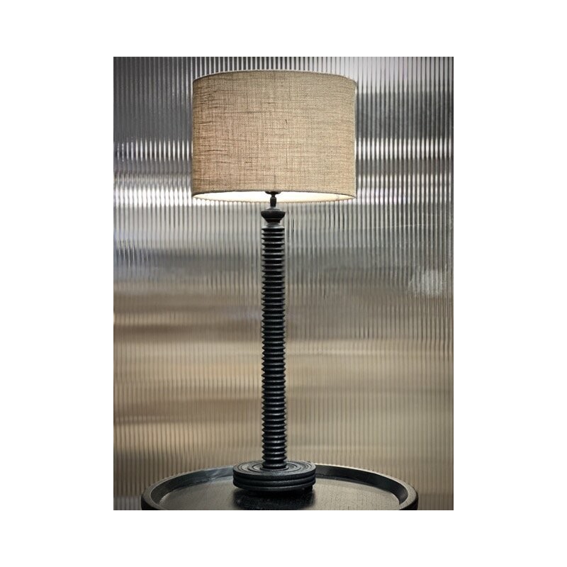 LAMPE DE TABLE PURA NOIRE AVEC ABAT-JOUR EN JUTE DROIT NATUREL - NOORI