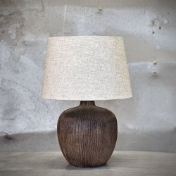FERAH LAMPE EN NOYER CLAIR & ABAT JOUR LIN NATUREL - NOORI
