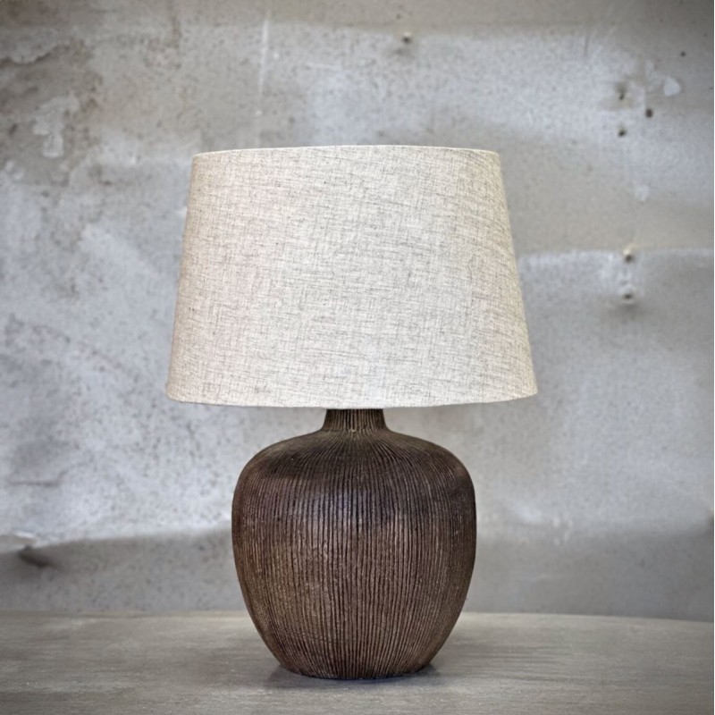 FERAH LAMPE EN NOYER CLAIR & ABAT JOUR LIN NATUREL - NOORI