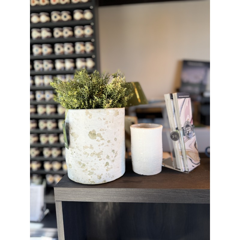 Set de 2 Pots Azahara -  argile - Blanc